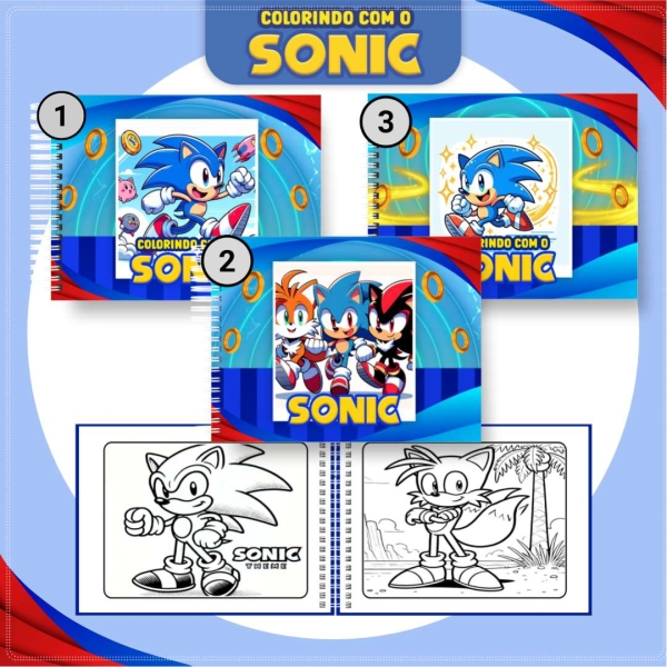 Livro de Colorir Sonic - Estilo Bobbie Goods - Com Nome Personalizado