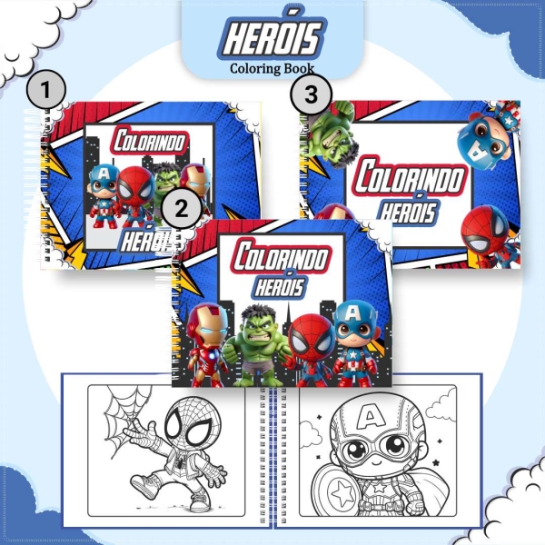 Livro de Colorir Heróis Marvel - Estilo Bobbie Goods - Com Nome Personalizado