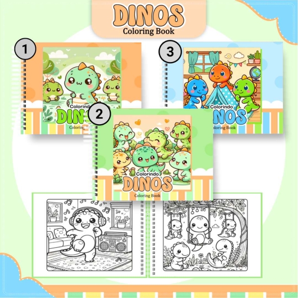 Livro de Colorir Dinos - Estilo Bobbie Goods - Com Nome Personalizado