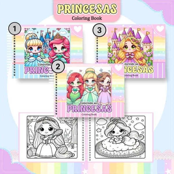 Livro de Colorir Princesas - Estilo Bobbie Goods - Com nome Personalizado