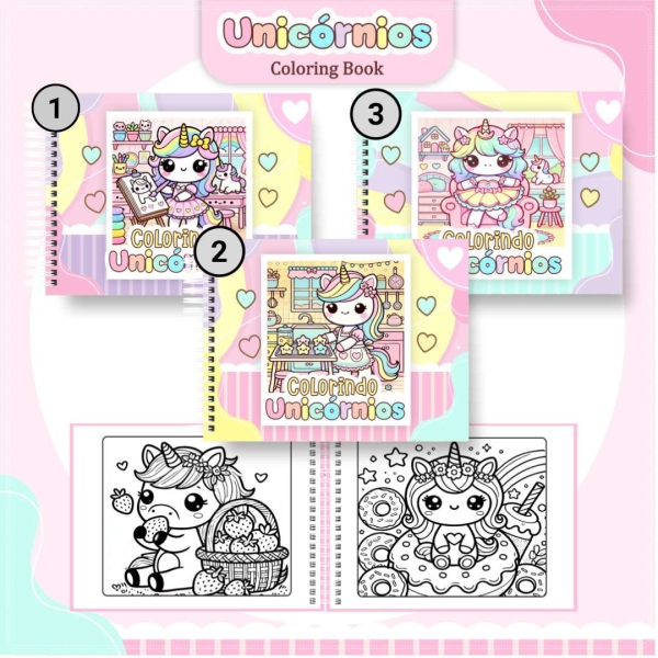 Livro de Colorir Unicórnio - Estilo Bobbie Goods - Com Nome Personalizado
