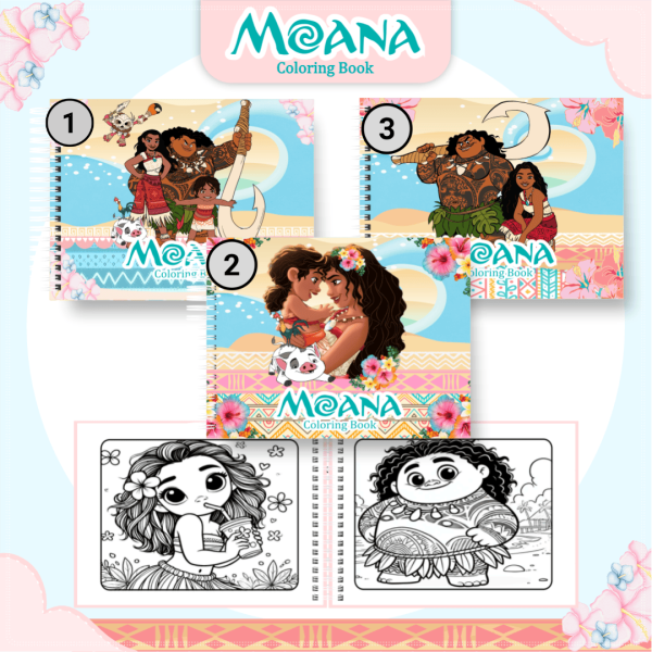 Livro de Colorir Moana - Estilo Bobbie Goods - Com Nome Personalizado