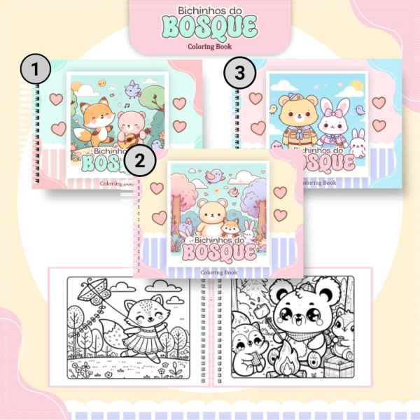 Livro de Colorir Bosque - Estilo Bobbie Goods - Com Nome Personalizado