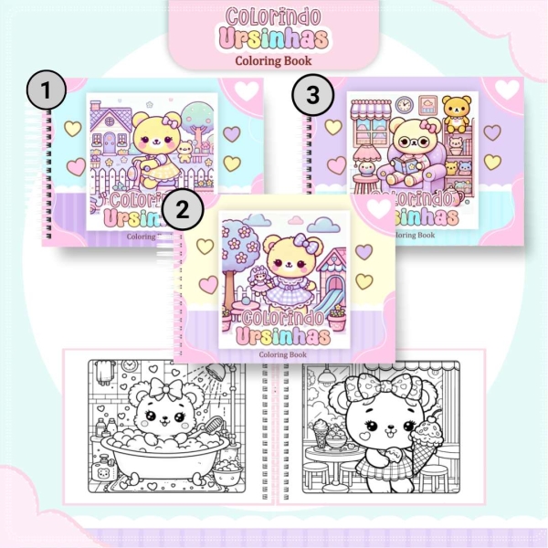 Livro de Colorir Ursinhas - Estilo Bobbie Goods - Com Nome Personalizado