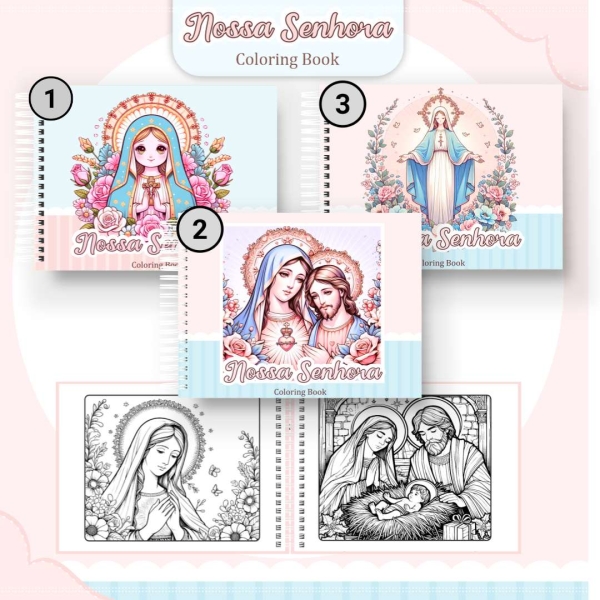 Livro de Colorir Nossa Senhora - Estilo Bobbie Goods - Com Nome Personalizado