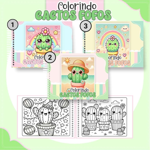 Livro de Colorir Cactos Fofos - Estilo Bobbie Goods - Com Nome Personalizado