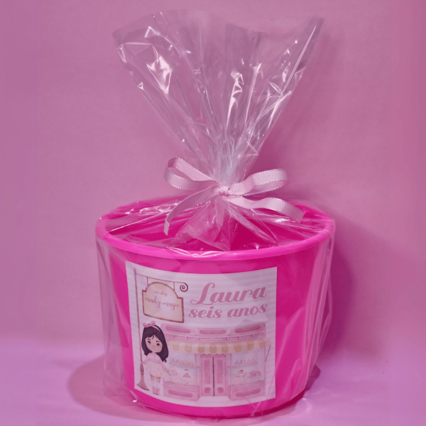 Balde de Pipoca Personalizado – Tema Mundo Doce