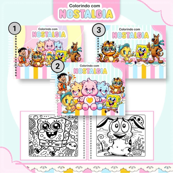 Livro de Colorir Nostalgia - Estilo Bobbie Goods - Com Nome Personalizado