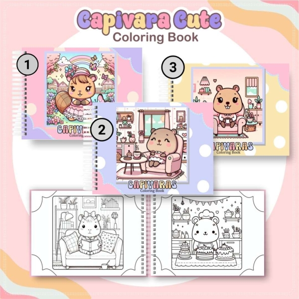 Livro de Colorir Capivara Cute - Estilo Bobbie Goods - Com Nome Personalizado