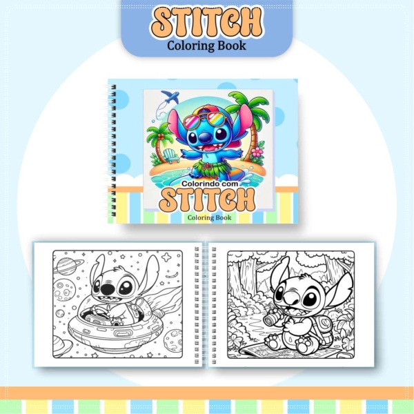 Livro de Colorir Stitch - Estilo Bobbie Goods - Com Nome Personalizado - Image 5