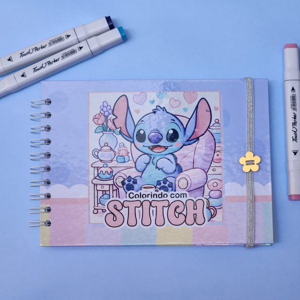 Livro de Colorir Stitch - Estilo Bobbie Goods - Com Nome Personalizado